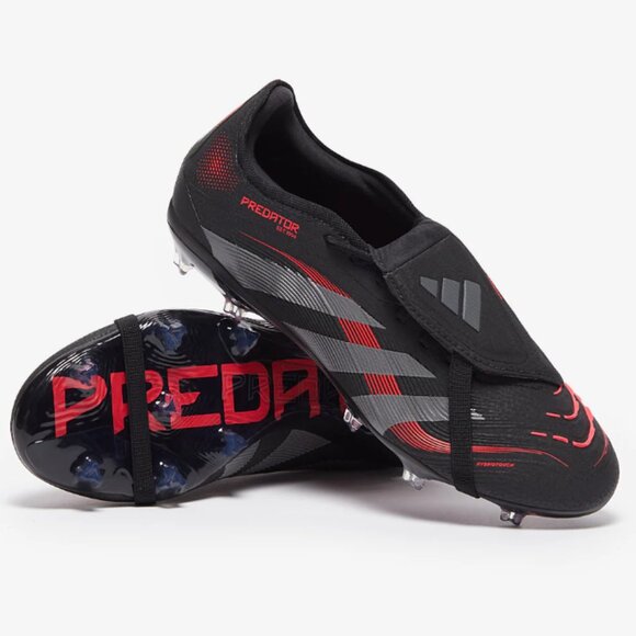 adidas Predator Elite Foldover Tongue FG Soccer Cleats (Black/Grey/Lucid Red)